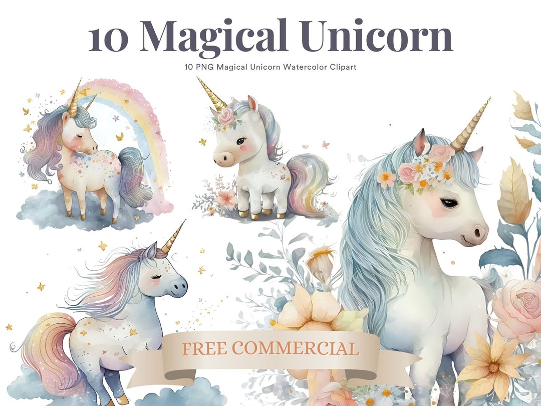 Magical Unicorn Clipart Fantasy Clipart Baby Unicorn PNG - Etsy