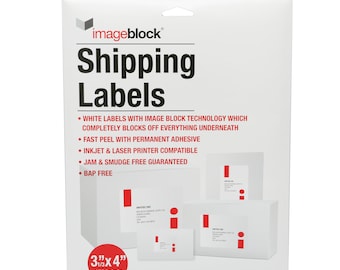 Infi-Touch Labels Mailing Labels with ImageBlock Technology for Laser & Inkjet Printers 3.3 x 4, White