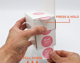 Infi-Touch 1.5 inch Round Pink Thank You Stickers -500 Labels Per Roll Easy Peel Dispenser Box