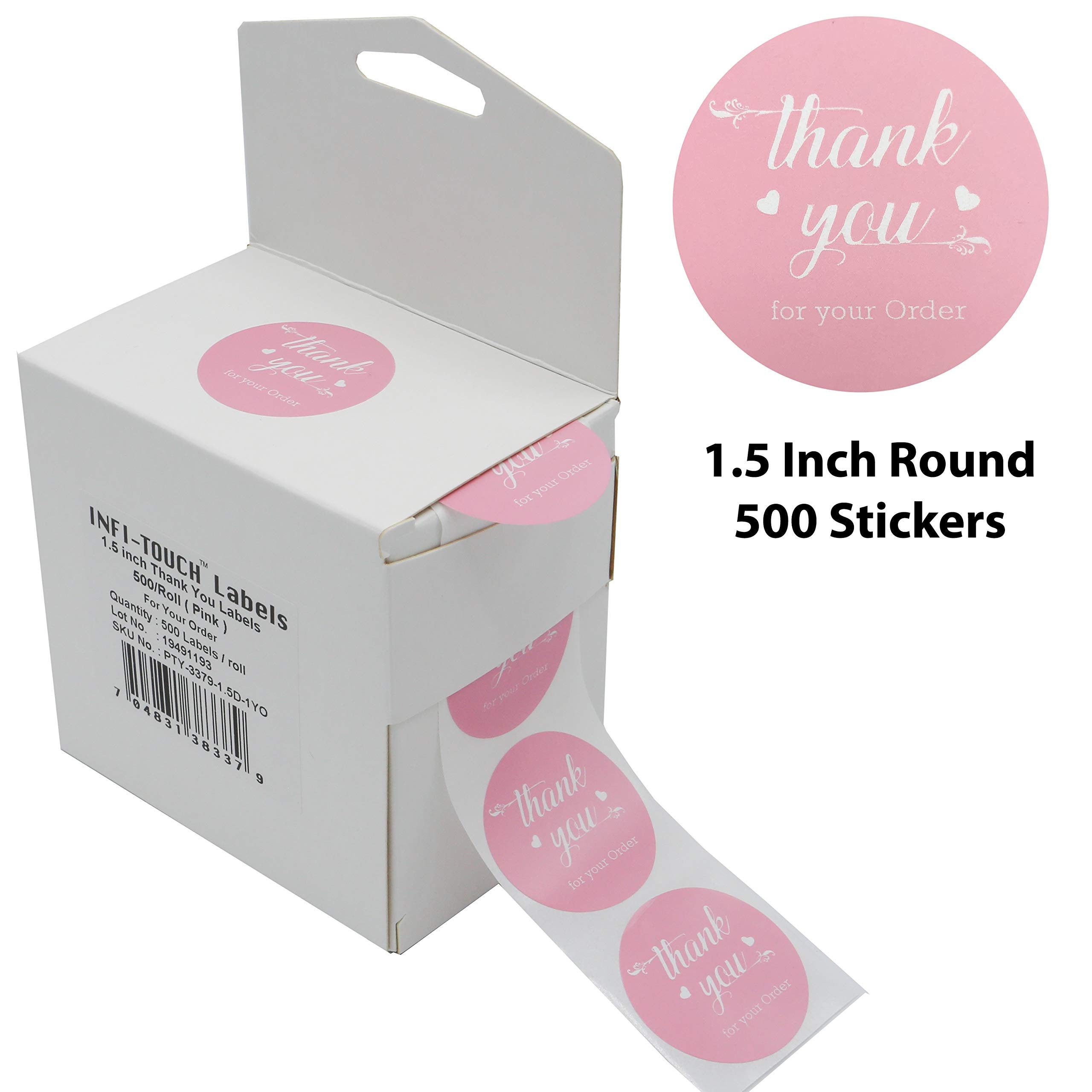 Infi-touch 1.5 Inch Round Pink Thank You Stickers 500 Labels - Etsy