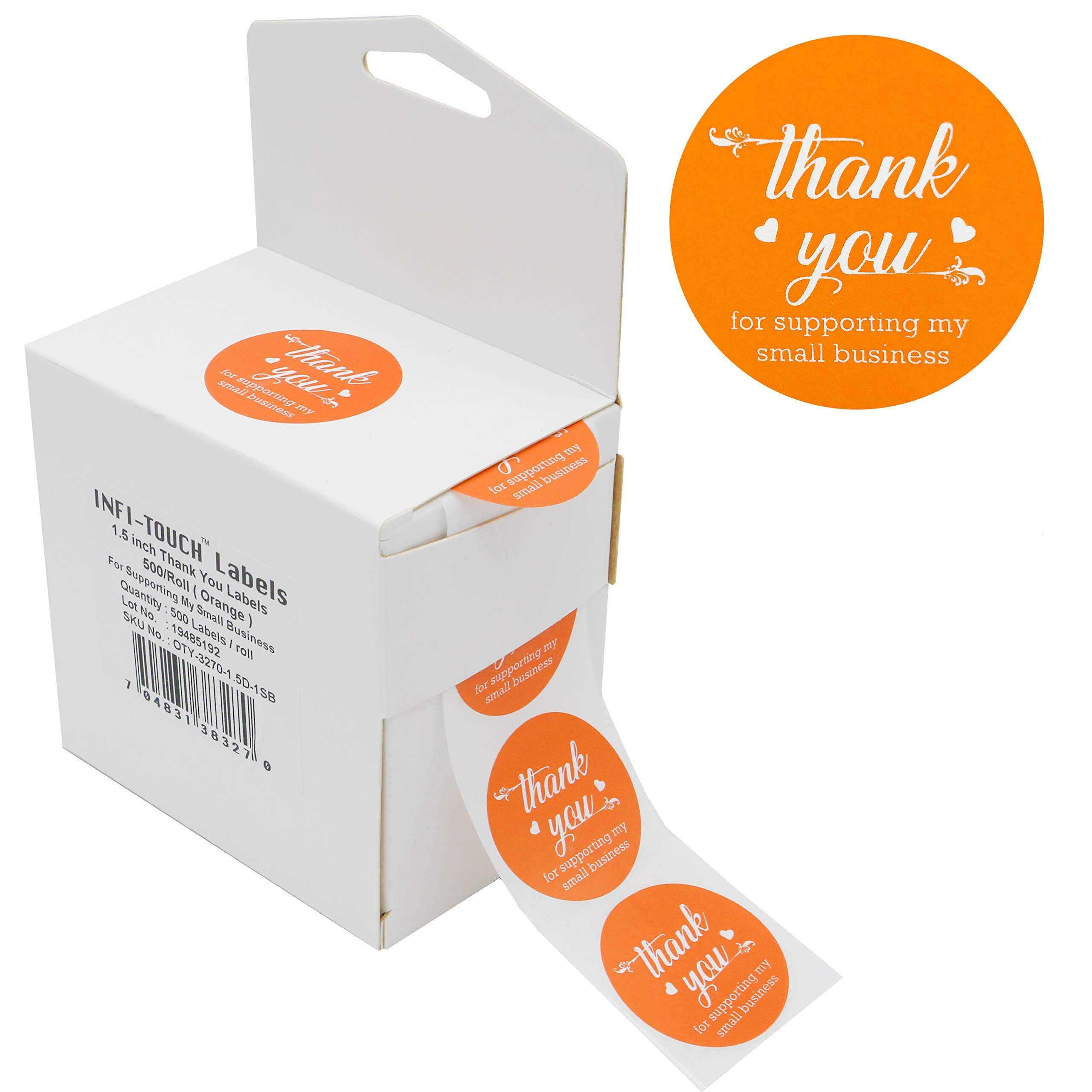 500 Pcs Thank You 2" Round ORANGE Stickers With Dispenser Box - Etsy