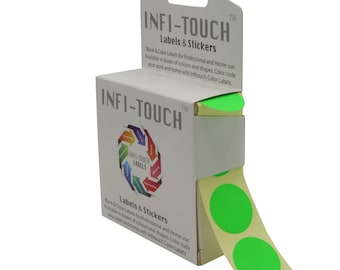 Infi-Touch Labels 1 Inch Round Permanent Color-Code Dot Stickers, 1000 per Dispenser Box - Fluorescent Colors