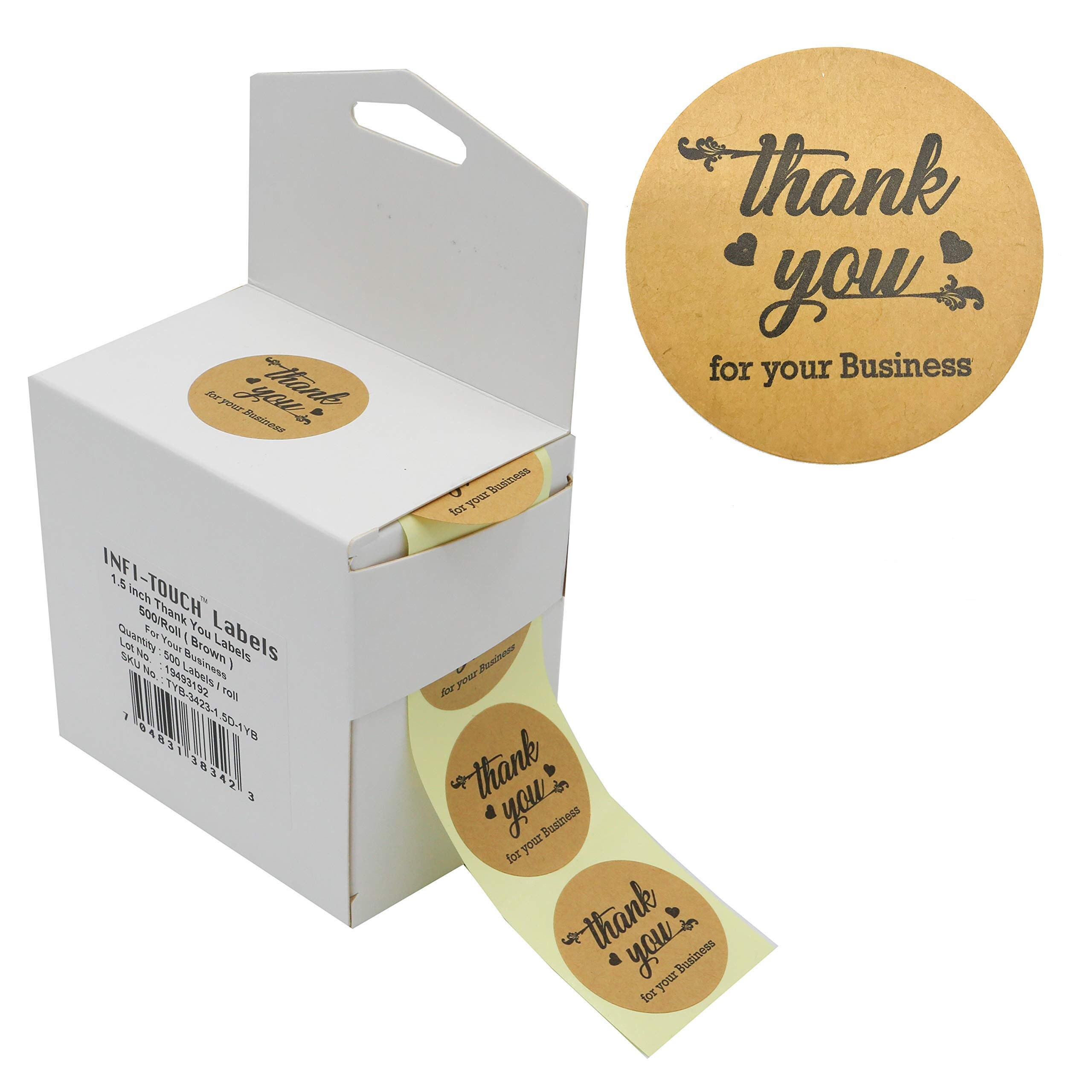 Infi-touch 1.5 Inch Round Kraft Thank You for Celebrating With Us ...
