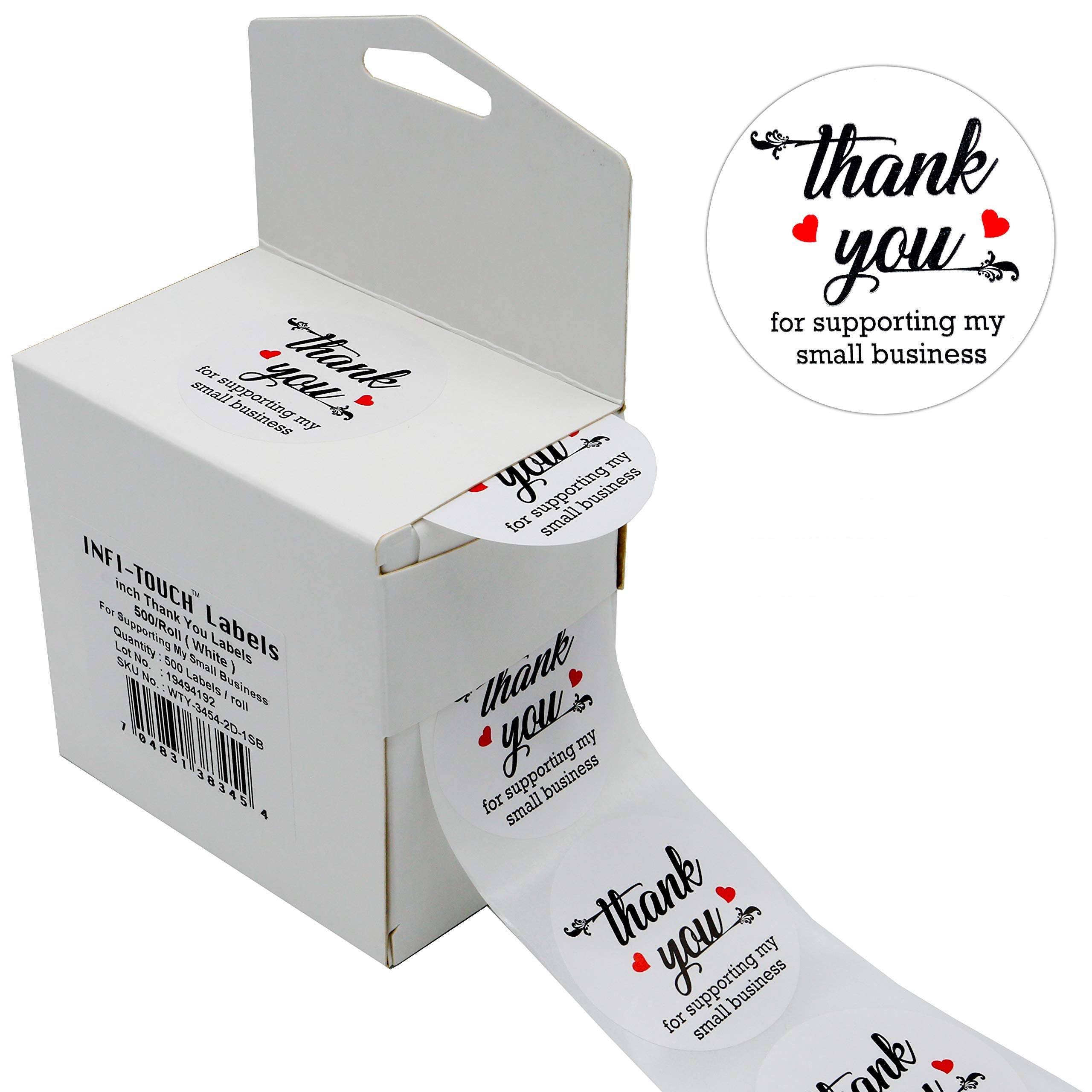 Infi-touch 2 Inch Round White Thank You Stickers 500 Labels per Roll ...