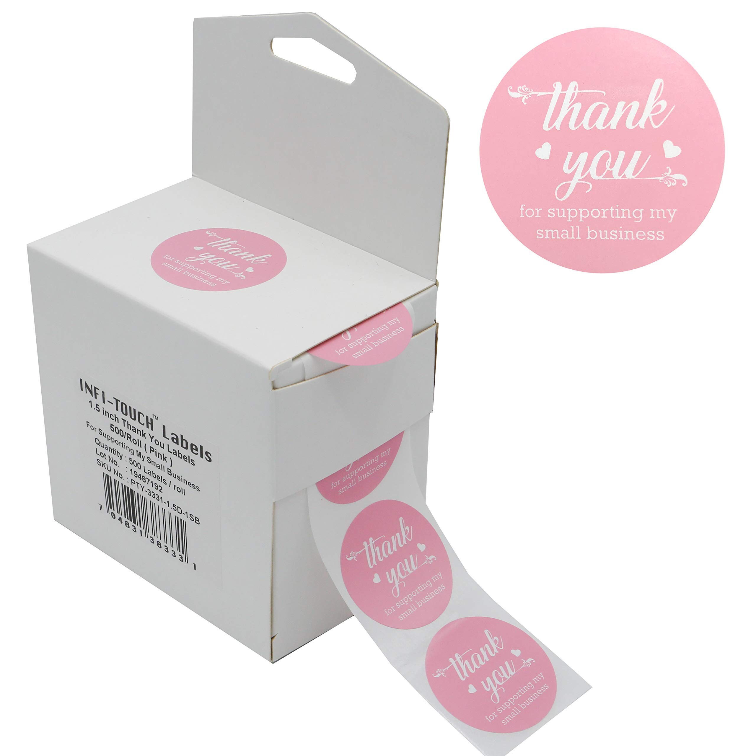 Infi-touch 2 Inch Round Pink Thank You Stickers -500 Labels per Roll ...
