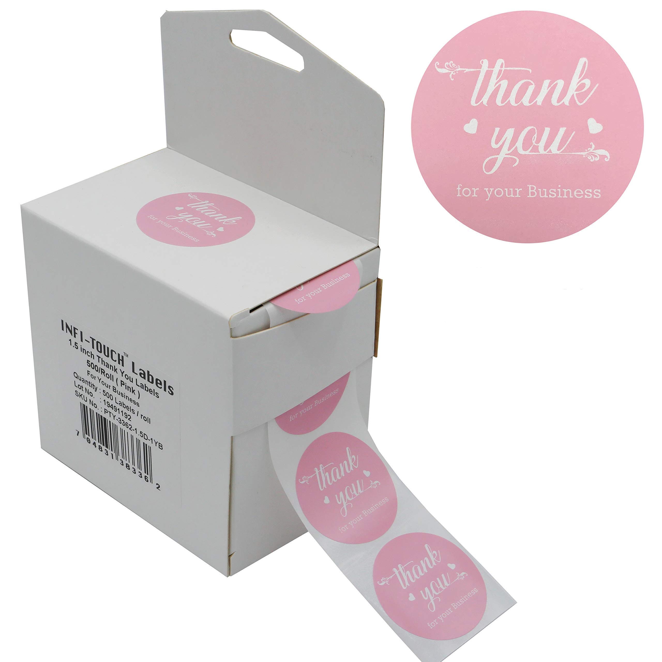 Infi-touch 2 Inch Round Pink Thank You Stickers -500 Labels per Roll ...