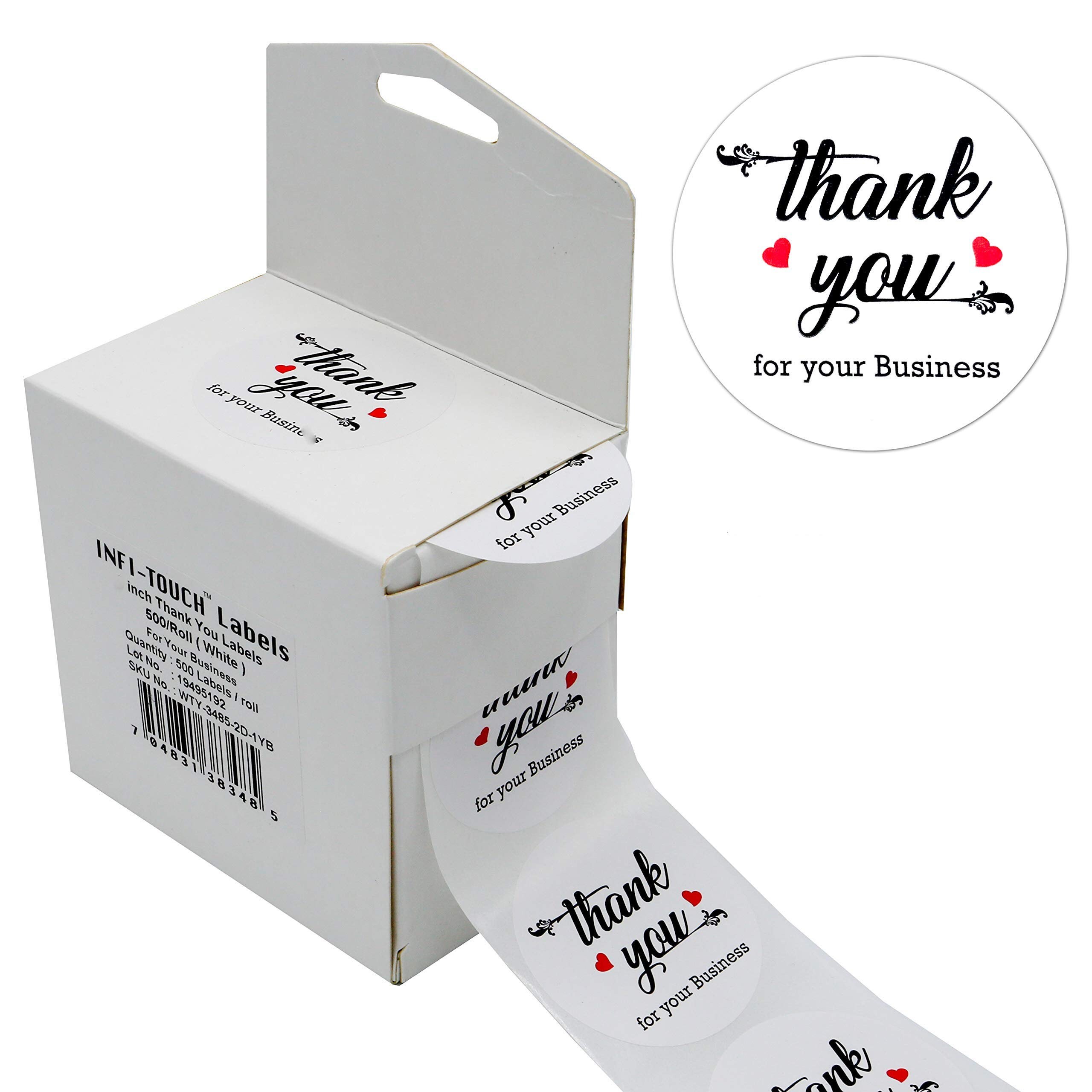 Infi-touch 2 Inch Round White Thank You Stickers 500 Labels per Roll ...