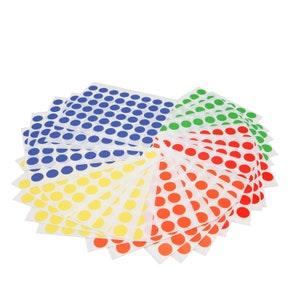 Infi-Touch 1/2 Inch Color Coded Dot Label Sets, 5 Assorted Colors, 1,200 Label - Variety Pack