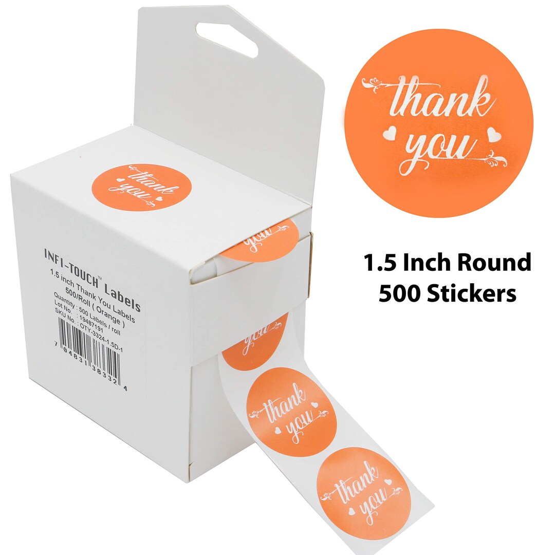 500 Pcs Thank You 1.5" Round ORANGE Stickers With Dispenser Box - Etsy