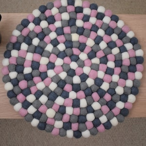 Felt Ball Seat Pad | Handmade Seat Mat | Round Seat Cushion | Pom Pom Multicolour Chair Pad | Felted Wool Mat