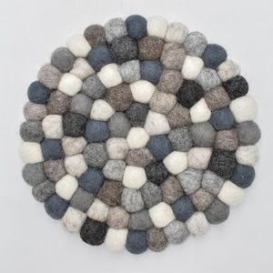 Back In Stock | Felt Ball Trivet | Handmade in Nepal - 20cm Round Pot Holders