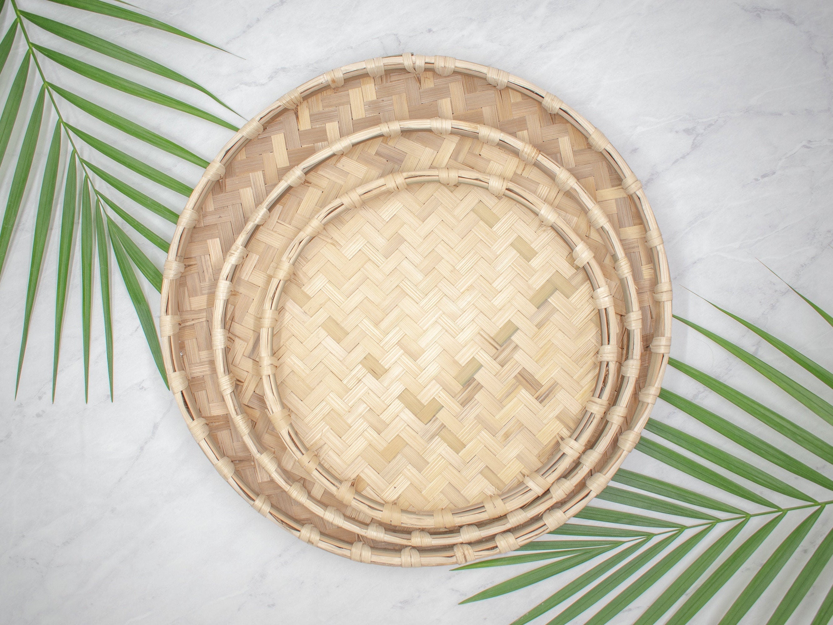 Round Bamboo Slotted Dish – Holder Handmade