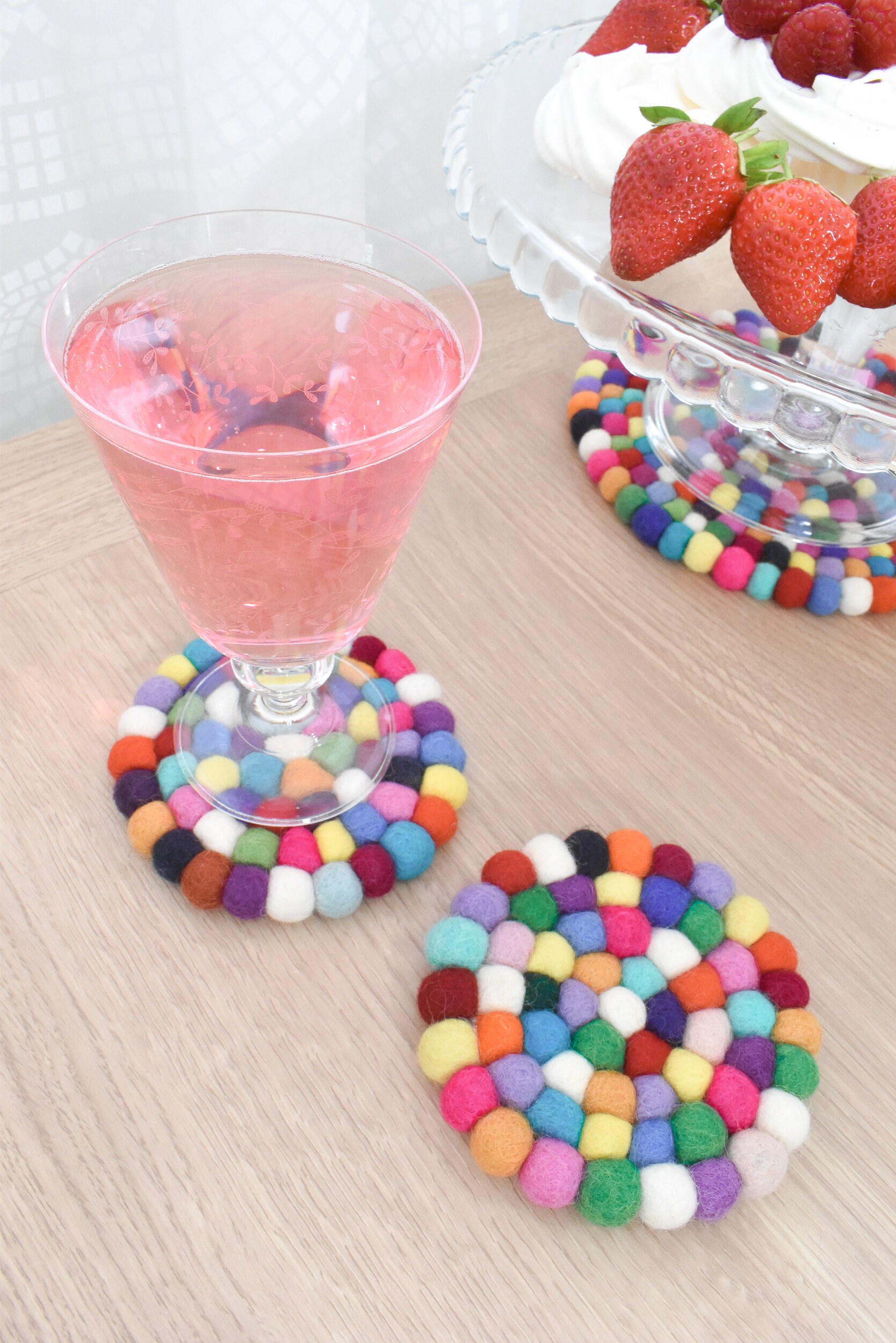 Felt Ball Coasters Set of 2 Handmade in Nepal 10cm Round Etsy