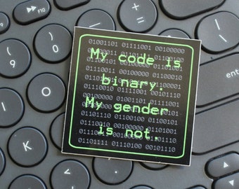 Non-binair Pride Sticker | Codering Pun | Waterdichte | Vinyl | Dof