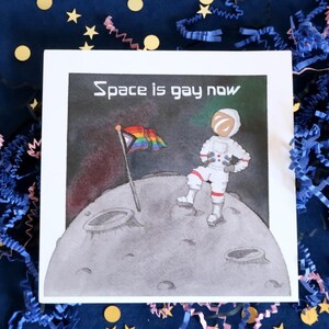 Gay Pride Art Print | Space is Gay Now | Watercolor