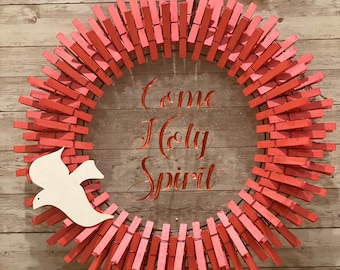 Corona de pentecostés / rojo / espíritu santo / paloma - Corona de horquilla de horquilla / corona de puerta delantera / decoración del hogar - Múltiples tamaños disponibles