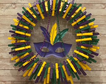 Mardi Gras / Verde Amarillo Púrpura / Abalorios / Máscara / Guira / Guira / Guira de puerta / Decoración - Múltiples tamaños disponibles