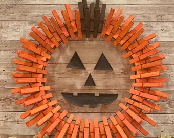 Pumpkin / Fall / Halloween Clothespin Wreath / Front Door Wreath / Home Decor - Multiple Sizes available