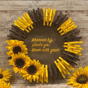 Sunflower Clothespin Wreath / Front Door Wreath / Home Decor - Multiple Sizes available