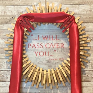 Passover Wreath / Red and Gold / Covered Door / Exodus - Clothespin Wreath / Front Door Wreath / Home Decor - Multiple Sizes available