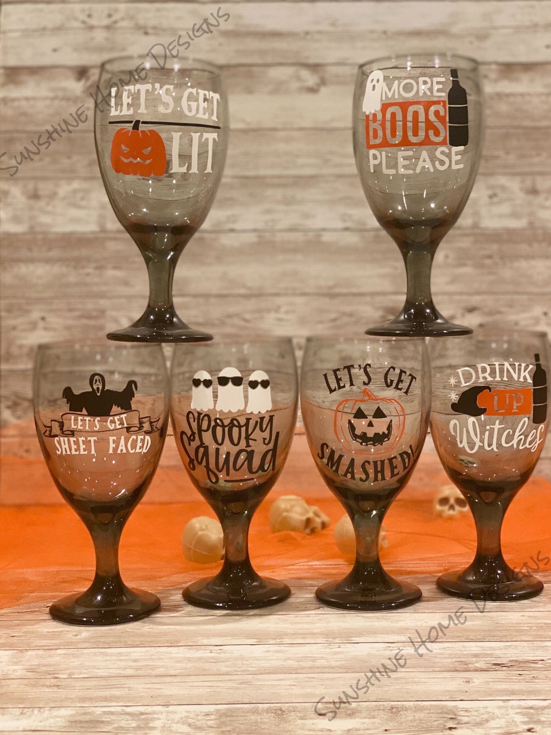 Halloween Wine Glasses / Goblets With Stem Party Glasses / Etsy