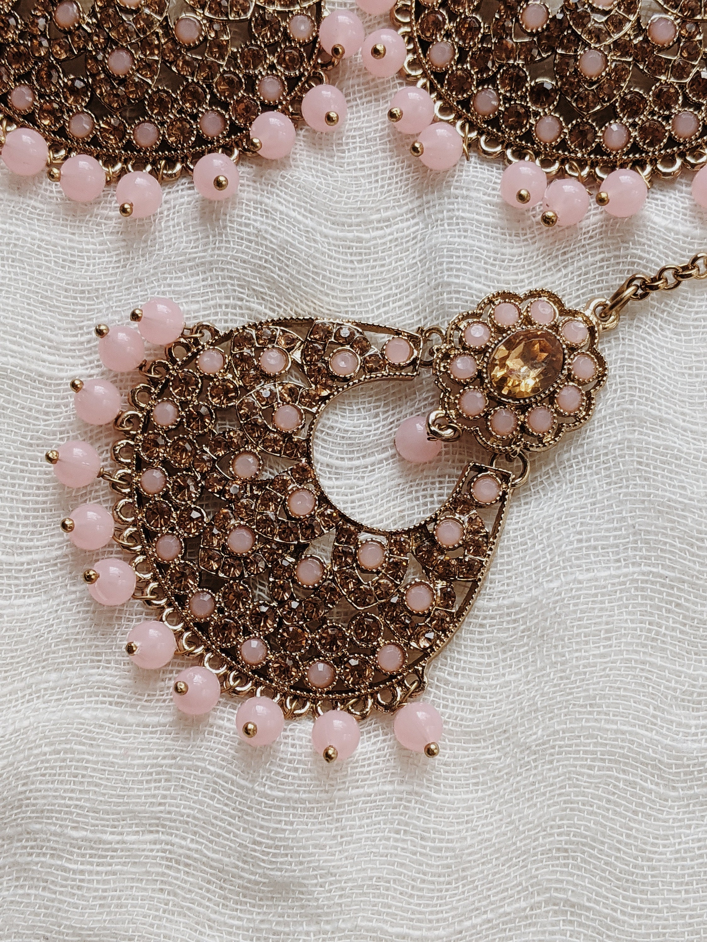 Pink Polki Earrings and Maang Tikka Set Indian Jewellery Etsy