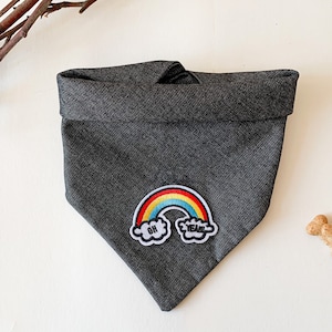 Rainbow dog bandana. Fresh, denim dog bandana with colourful, rainbow patch. Limited edition. Perfect Pride Month bandana // NHS bandana