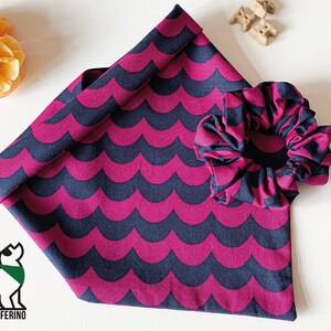 Wavy baby dog bandana. Fresh, cotton dog bandana with matching scrunchie set. Limited edition.
