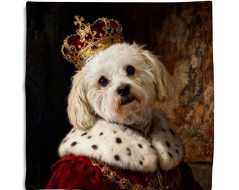 Tu perro como rey (o cualquier tema) - Cojín personalizado / Cojín de lujo personalizado