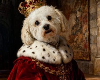 Tu perro como rey (o cualquier tema) - Arte de pared / Decoración de pared / Impresión en lienzo / Descarga digital