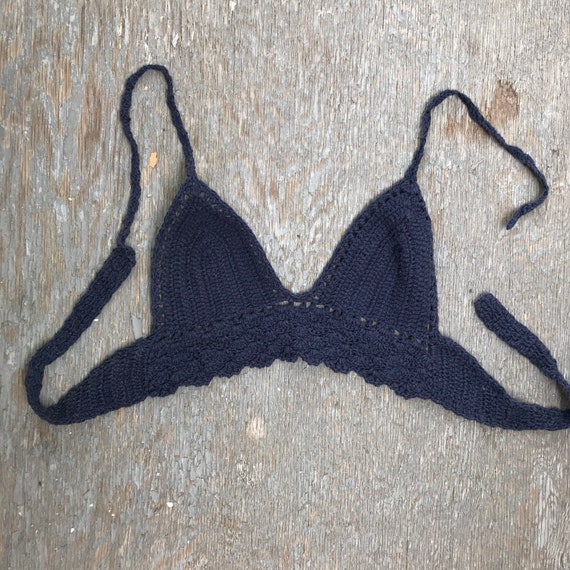 Vintage Bikini Top Hand Knit Silk