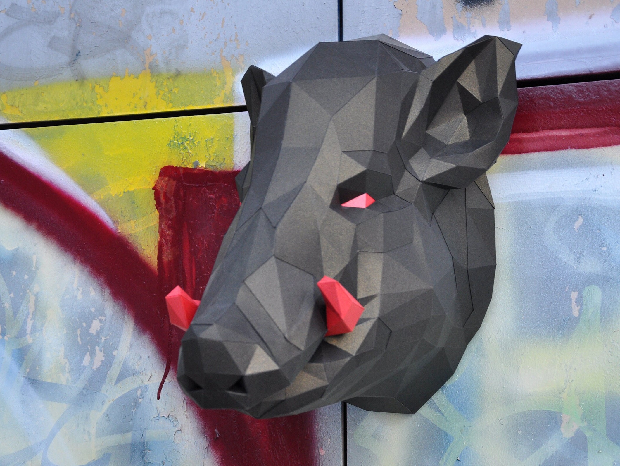 Pig Head Pattern Papercraft Sculpture PDF Template Polygonal Etsy