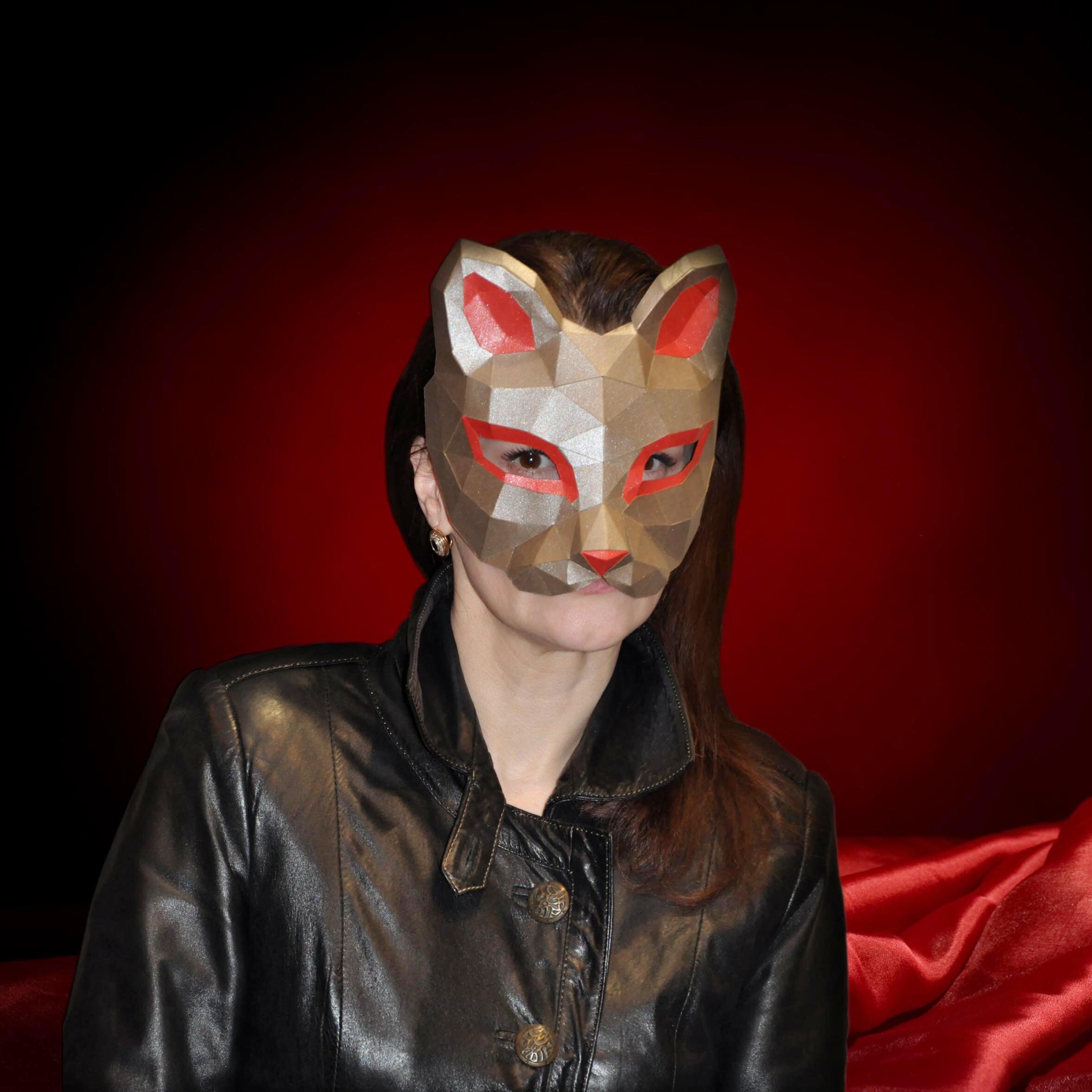 Cat Mask Papercraft Pattern PDF DIY Women Mask Template Etsy Canada