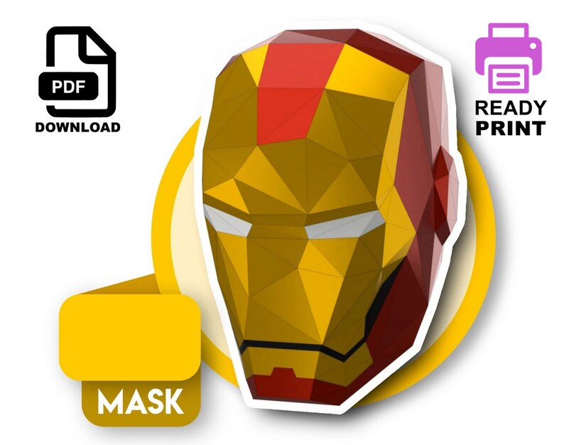 3D helmet low poly papercraft PDF mask DIY kits for adults