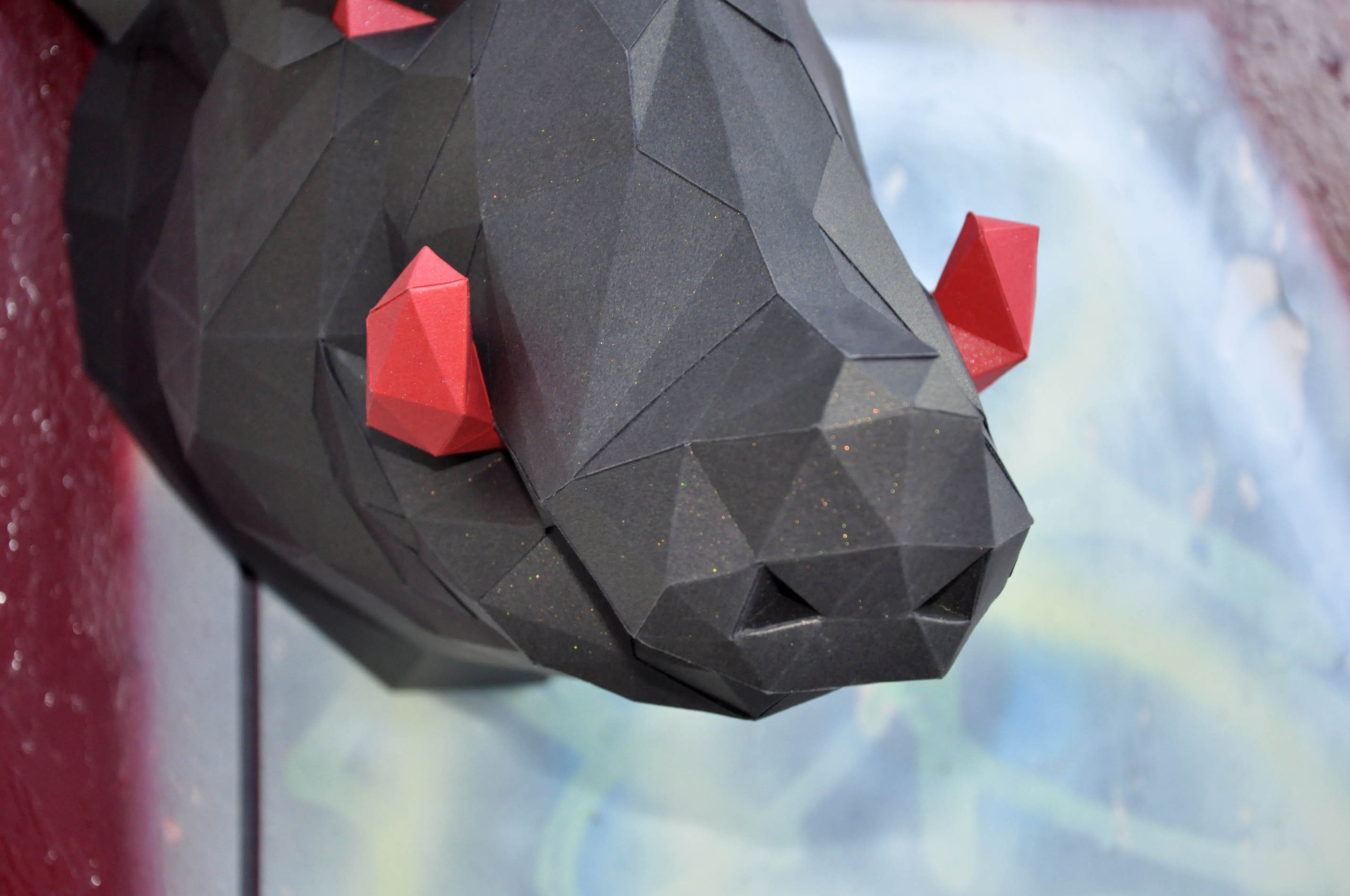 Pig Head Pattern Papercraft Sculpture PDF Template Polygonal Etsy