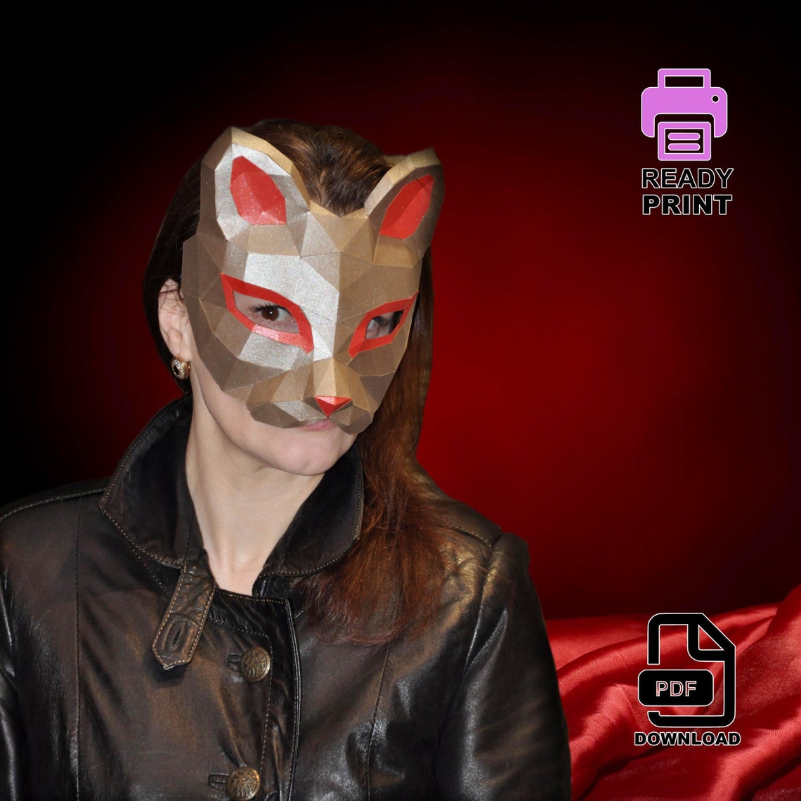 Cat Mask Papercraft Pattern PDF DIY Women Mask Template Etsy Canada