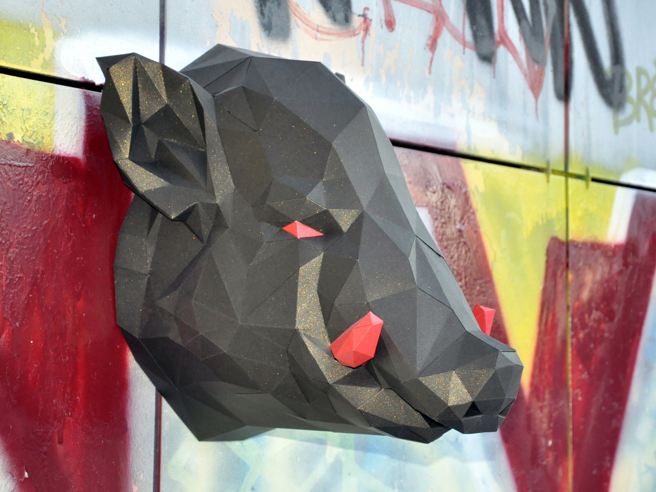 Pig Head Pattern Papercraft Sculpture PDF Template Polygonal Etsy