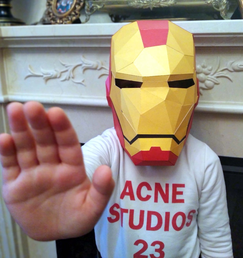 3D helmet low poly papercraft PDF mask DIY kits for adults