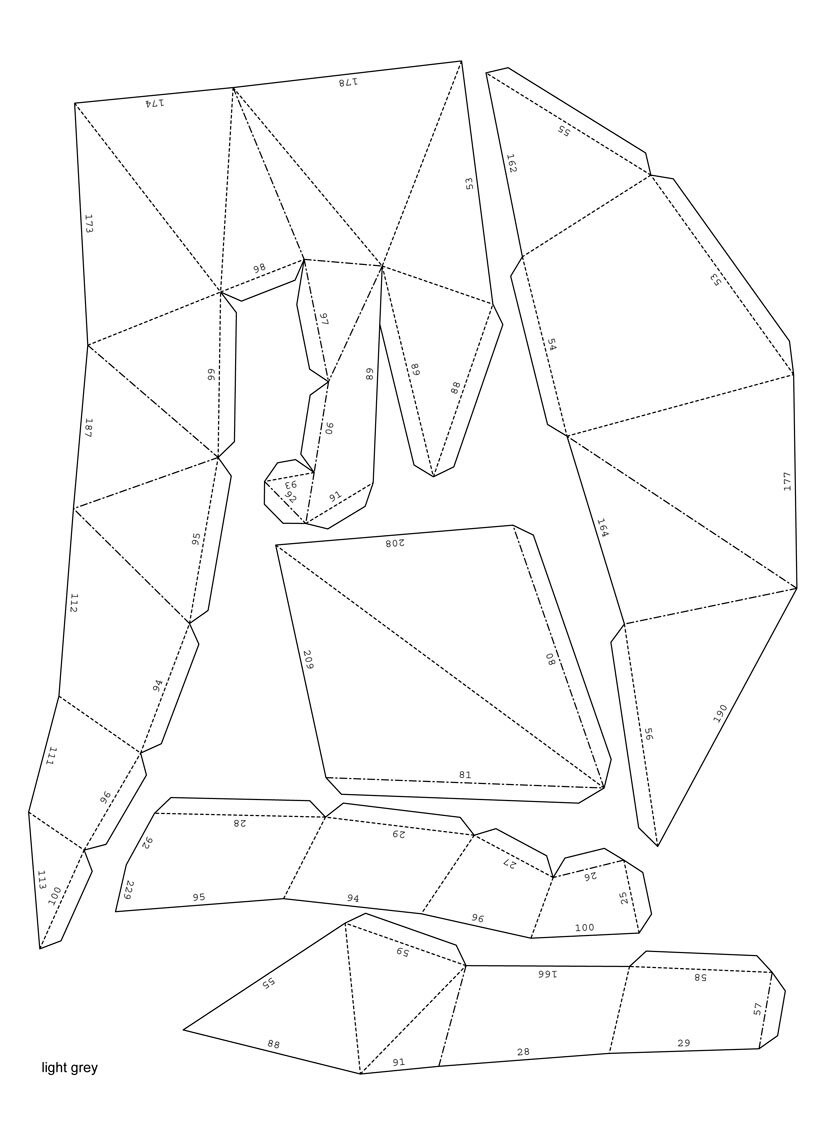 Wolf Head Papercraft Sculpture PDF Pattern Direwolf Polygonal Low Poly ...