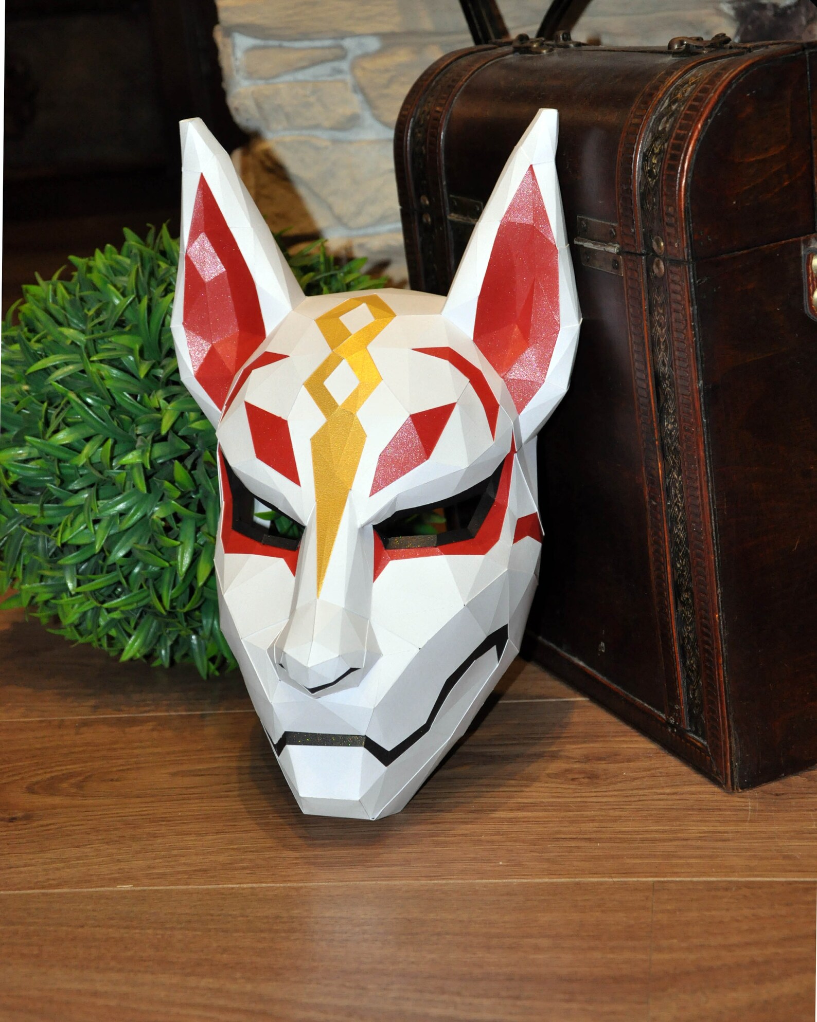 Kitsune drift mask PDF japanese fox mask / 3D fan helmet Etsy