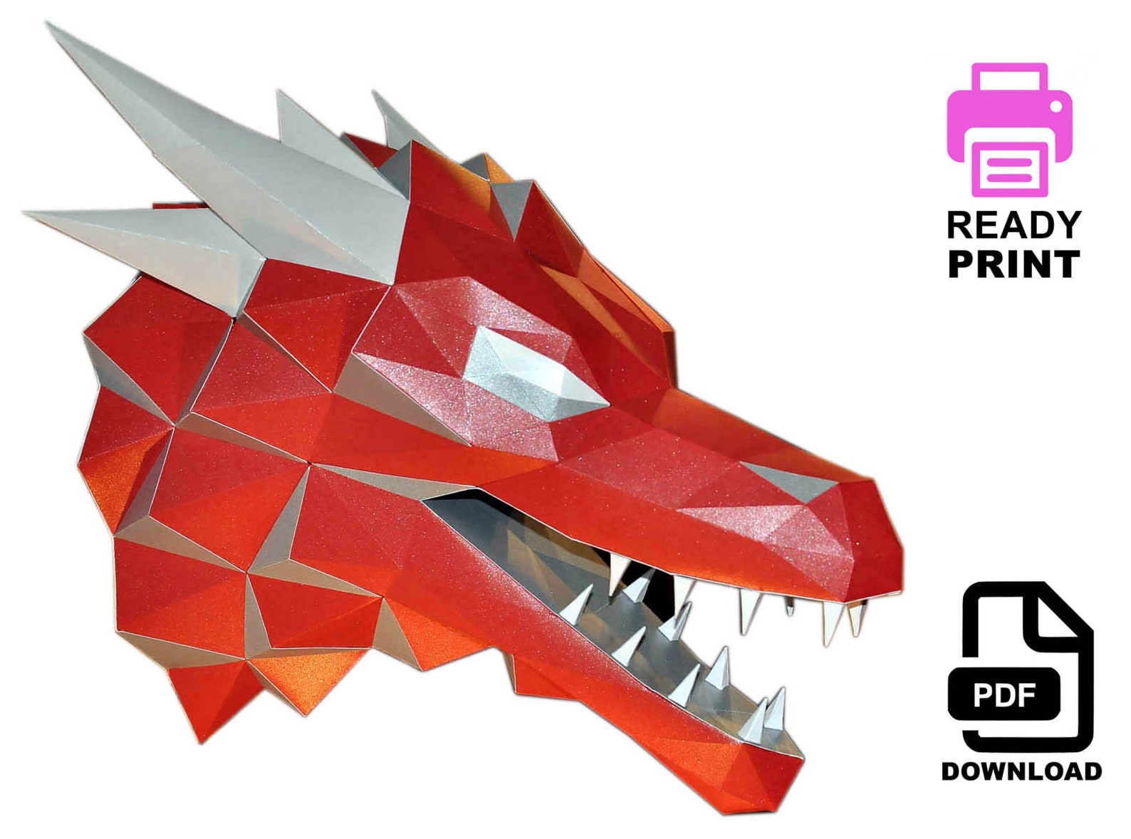 3D dragon head papercraft origami PDF DIY kit for adults / Etsy 3D dragon head papercraft origami PDF DIY kit for adults / Etsy