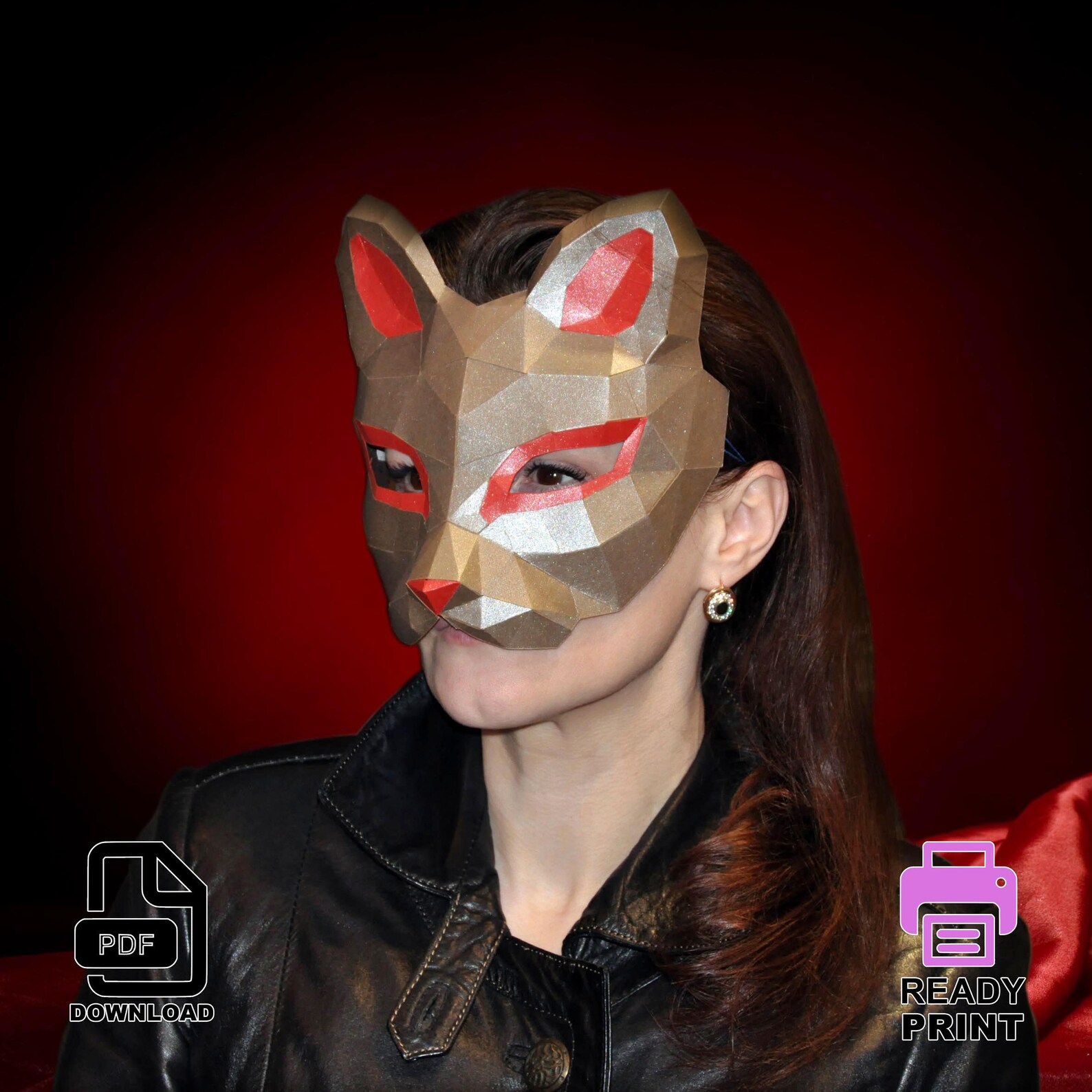 Cat Mask Papercraft Pattern PDF DIY Women Mask Template Etsy Canada