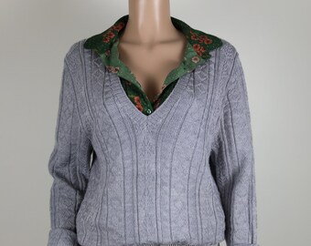 Vintage 70s Dark Academia Chunky Hand Knit, Vintage 70s Chunky Cardigan, Vintage Cardigan, Vintage Boho Jumper, Vintage Professor Cardigan