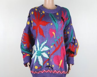 Vintage 90s JENNY KEE "Floral Oz" Jumper, Jenny Kee Knitted Jumper, Australiana Jumper, Australian Native Flowers, Australian Wild Flowers