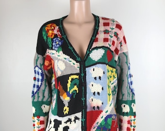 MAGLIONE VINTAGE ANNI '80 Cottagecore! Maglione Vintage Farm, Maglia Retro Farm, Maglione Kath e Kim, Taglia 14. Maglia Vintage, Maglia Retro. Cottage Core