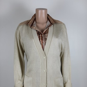 Vintage 70s Dark Academia Cardigan, Vintage 70s Beige Cardigan, Vintage 70s Cardigan, Vintage Dark Academia Jumper, Vintage Professor Jumper