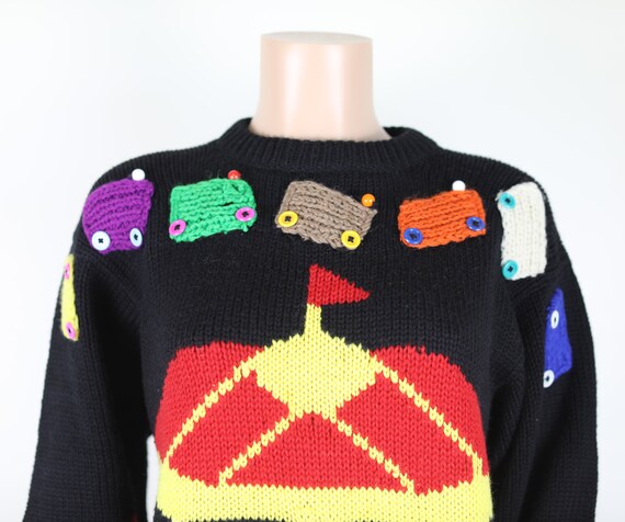 VINTAGE 90s UGLY JUMPER! 90s Rainbow Circus Knit,… - image 2