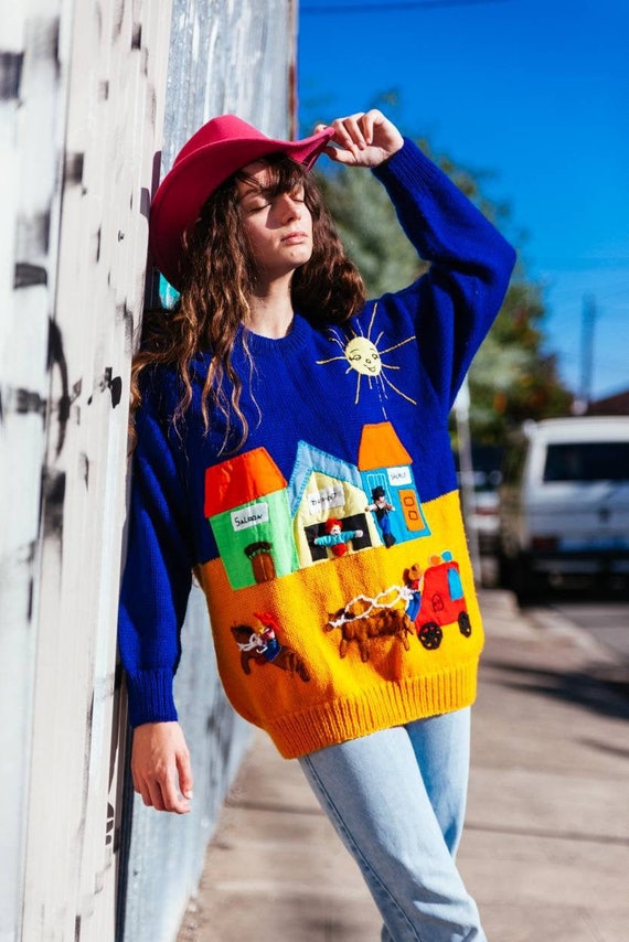 VINTAGE 80s UGLY JUMPER! 80s Knit, 80s Woolen Wes