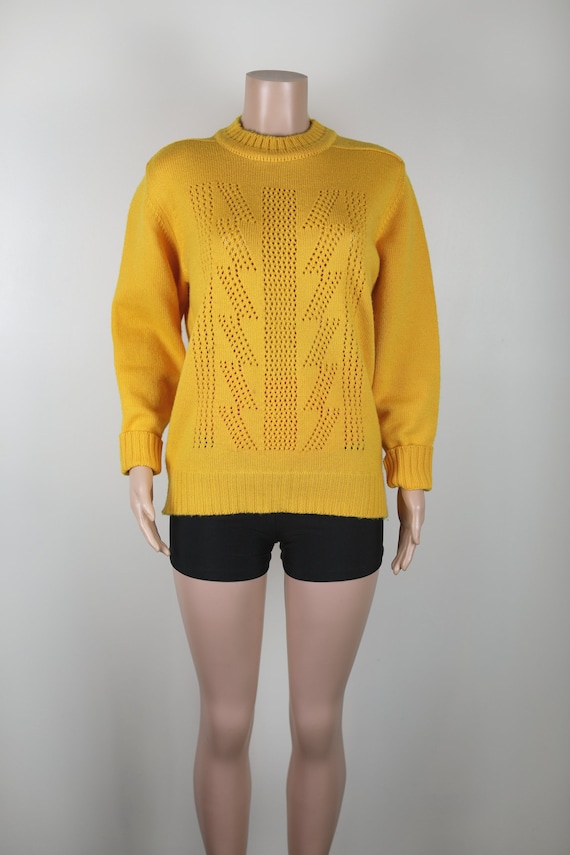 Vintage 80er Gelber Strickpullover, Größe 12, Grobstrick