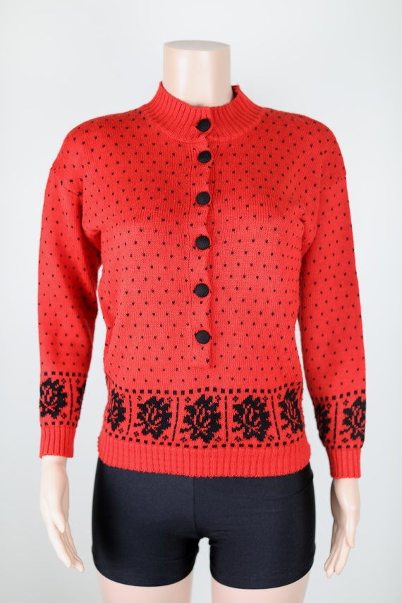 VINTAGE 50s Red Jumper, Size 8-10, 50s Pin UP, 19… - image 3
